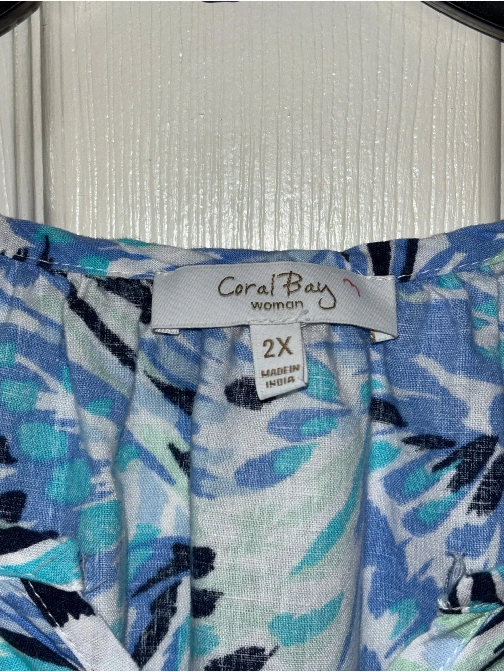 Coral Bay Blue and Aqua Abstract Floral Blouse - Picture 2 of 4